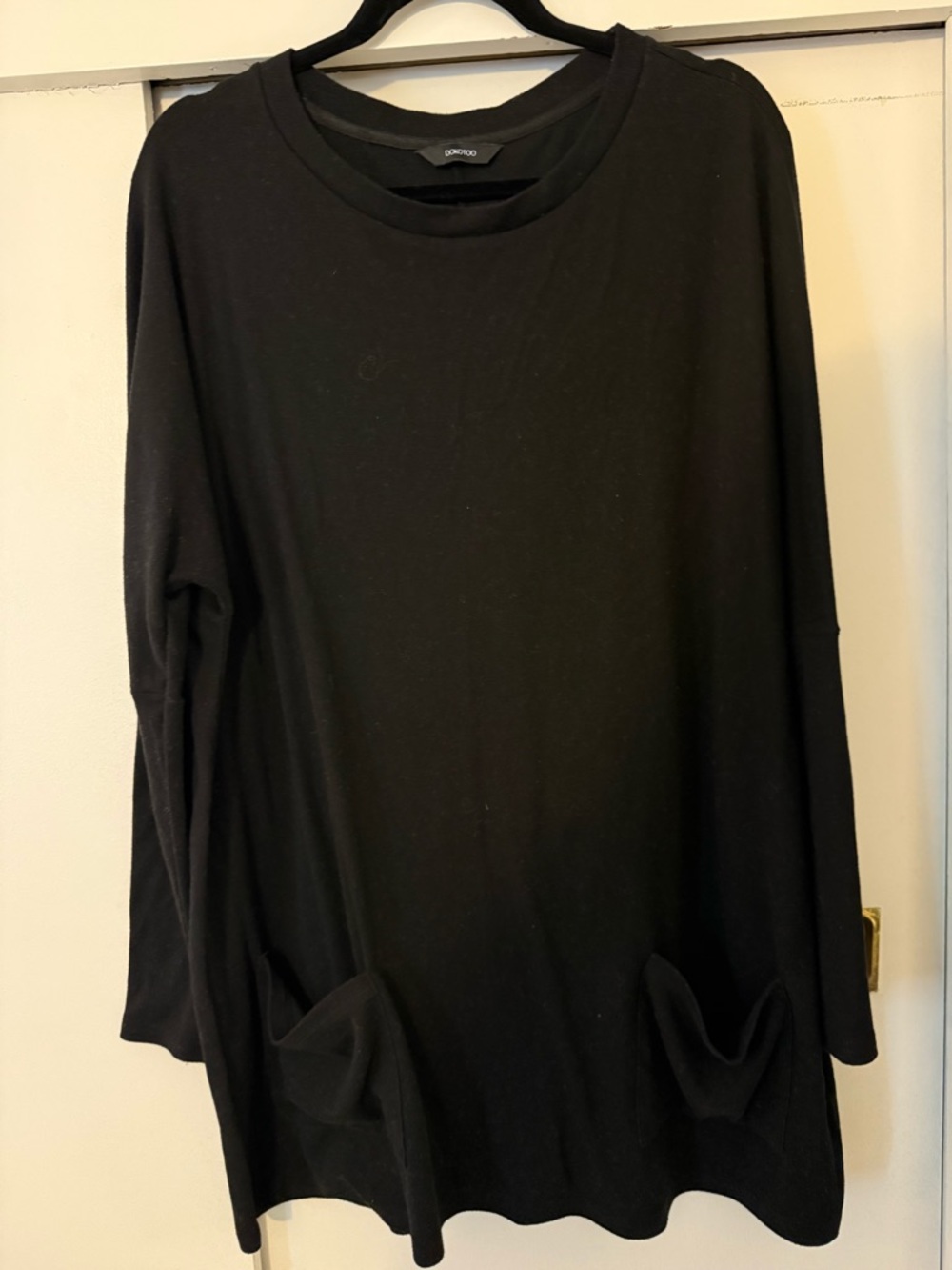 Eileen Fisher Black Long-Sleeve Tunic with Front Pockets